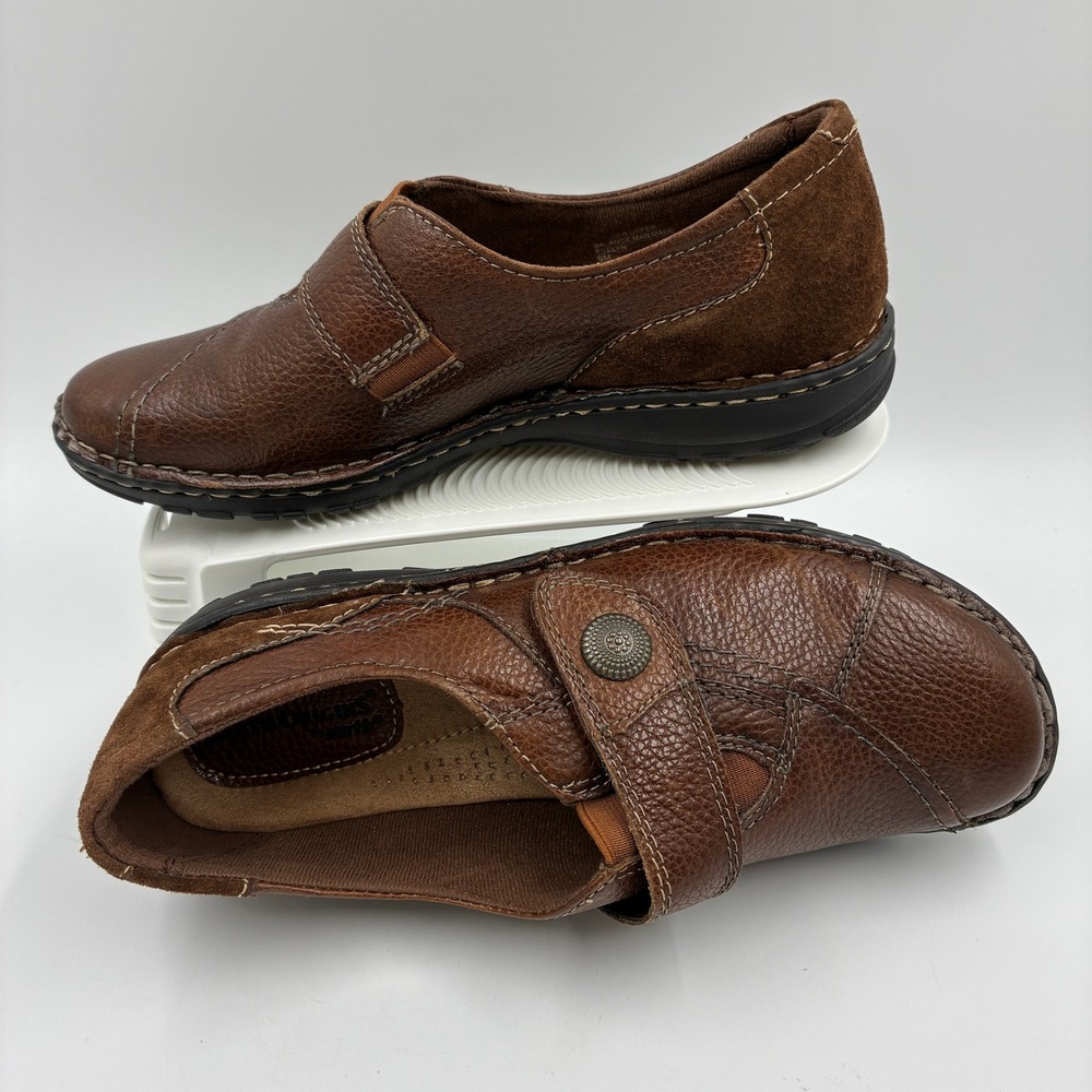 Earth Origins Evelyn Brown Leather Loafers Shoes Womens 9M 2014F Hook Loop Strap - Picture 15 of 16